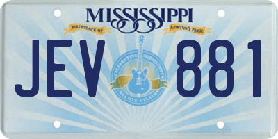 MS license plate JEV881