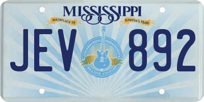 MS license plate JEV892