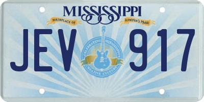 MS license plate JEV917