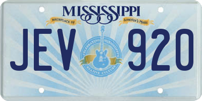 MS license plate JEV920
