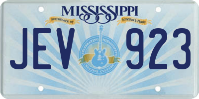 MS license plate JEV923