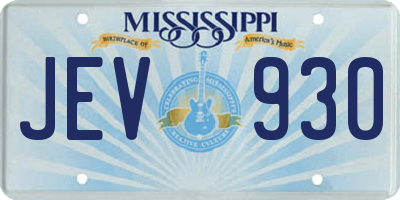 MS license plate JEV930