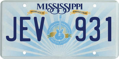 MS license plate JEV931