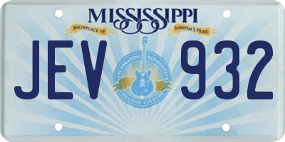 MS license plate JEV932