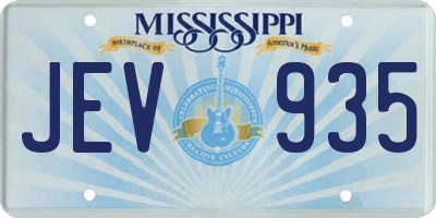 MS license plate JEV935
