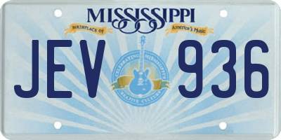 MS license plate JEV936