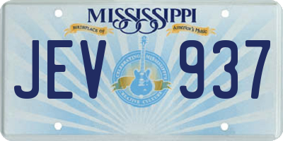 MS license plate JEV937