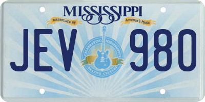 MS license plate JEV980