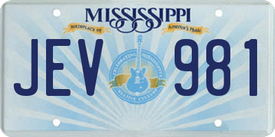 MS license plate JEV981