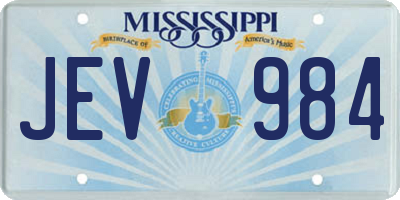 MS license plate JEV984