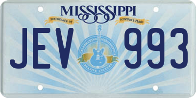 MS license plate JEV993