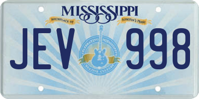 MS license plate JEV998
