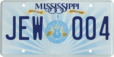 MS license plate JEW004