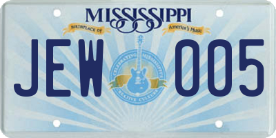 MS license plate JEW005