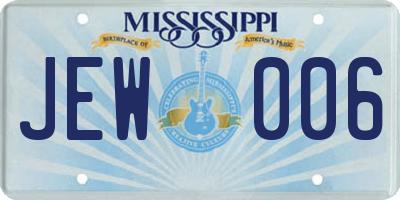 MS license plate JEW006
