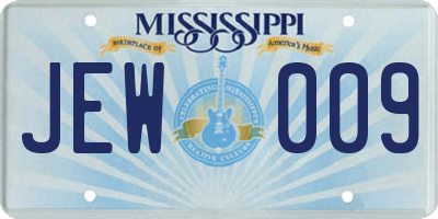 MS license plate JEW009