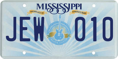 MS license plate JEW010