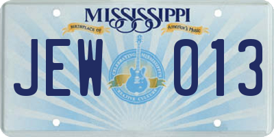 MS license plate JEW013