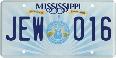 MS license plate JEW016