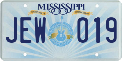 MS license plate JEW019