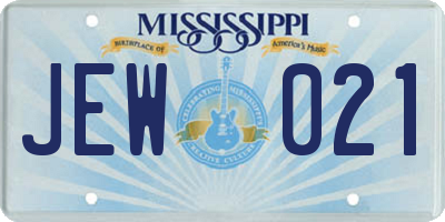 MS license plate JEW021
