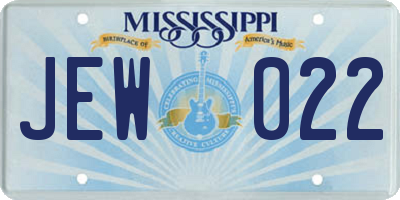 MS license plate JEW022