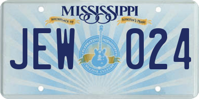 MS license plate JEW024