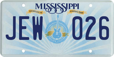 MS license plate JEW026