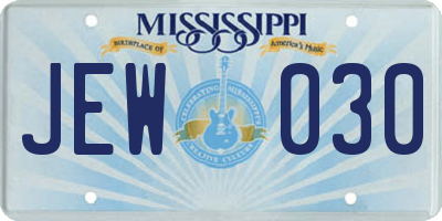 MS license plate JEW030