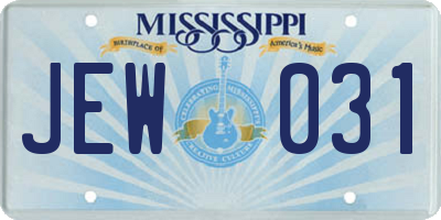 MS license plate JEW031