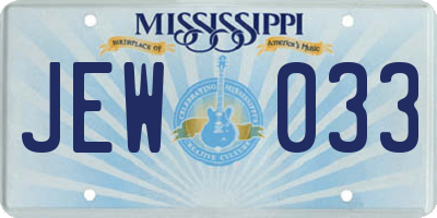 MS license plate JEW033