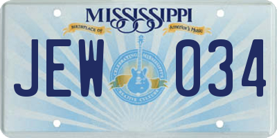 MS license plate JEW034