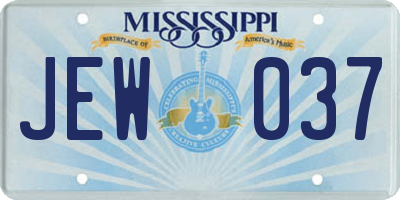MS license plate JEW037