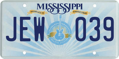 MS license plate JEW039