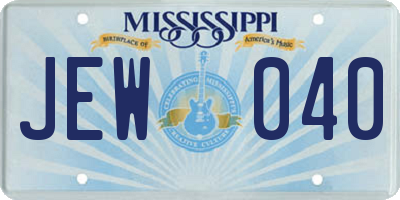 MS license plate JEW040