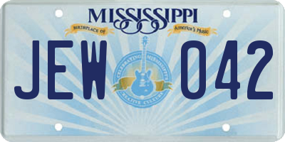 MS license plate JEW042