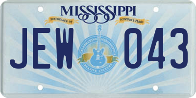 MS license plate JEW043
