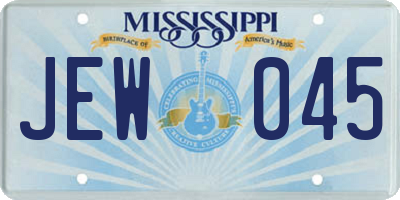 MS license plate JEW045