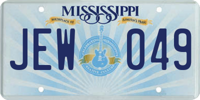 MS license plate JEW049