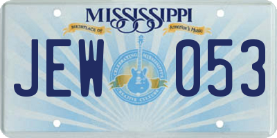MS license plate JEW053