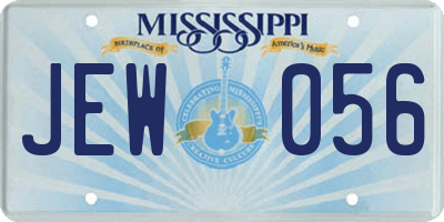 MS license plate JEW056