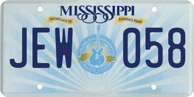 MS license plate JEW058