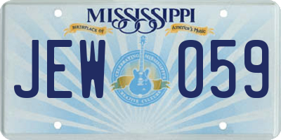 MS license plate JEW059