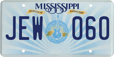 MS license plate JEW060
