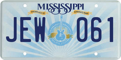 MS license plate JEW061