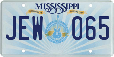 MS license plate JEW065