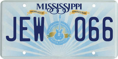 MS license plate JEW066
