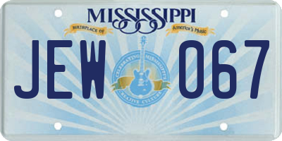 MS license plate JEW067