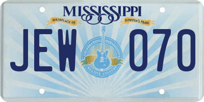 MS license plate JEW070