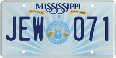 MS license plate JEW071